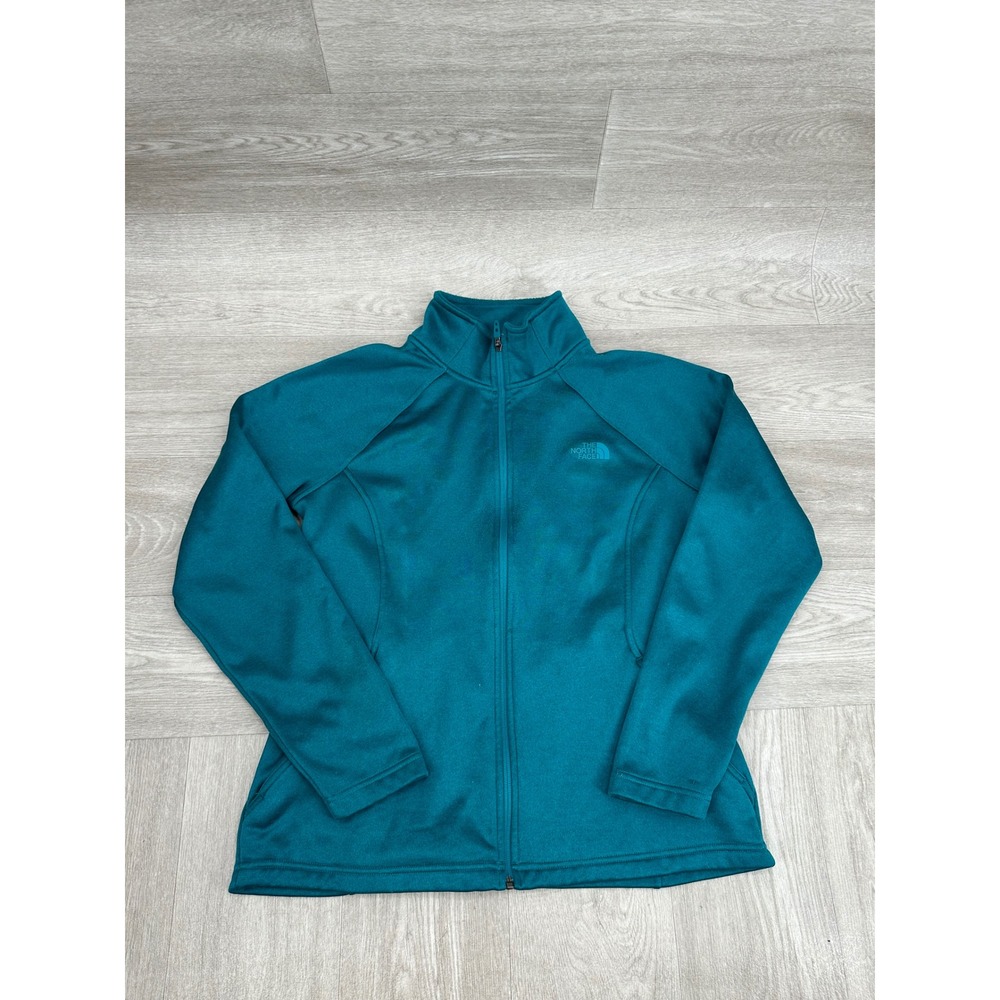 The North Face Track Jacket Womens L Teal Full Zip Fleece Lined Activewear